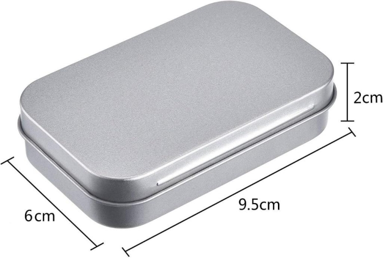 Gymo Boş Metal Aksesuar Teneke Kutu Gri 9.5x6x2 cm 10'lu Set