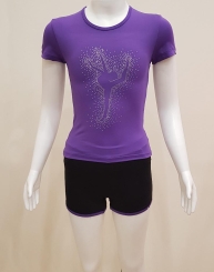 GYMO SPORTS - Gymo Sports Dansçı Kız Micro T-Shirt Mor