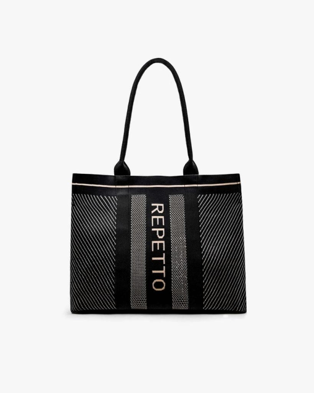 Repetto Tote Bag B0335 Black x Petal Pink